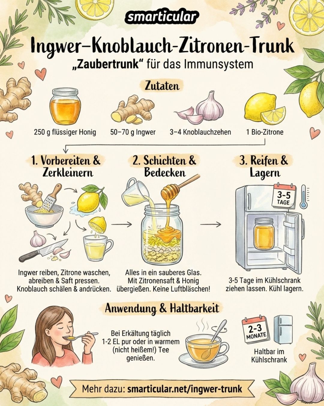 Mit diesem Rezept bekämpfst du Erkältungen auf natürliche Art. Ingwer, Knoblauch und ein paar anderen Zutaten: schnell, gesund und effektiv!