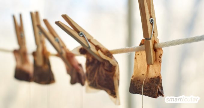 Gebrauchte Teebeutel sind viel zu schade für die Tonne! Die enthaltenen Nährstoffe und ätherischen Öle lassen sich noch auf vielfältige Weise weiter verwenden.