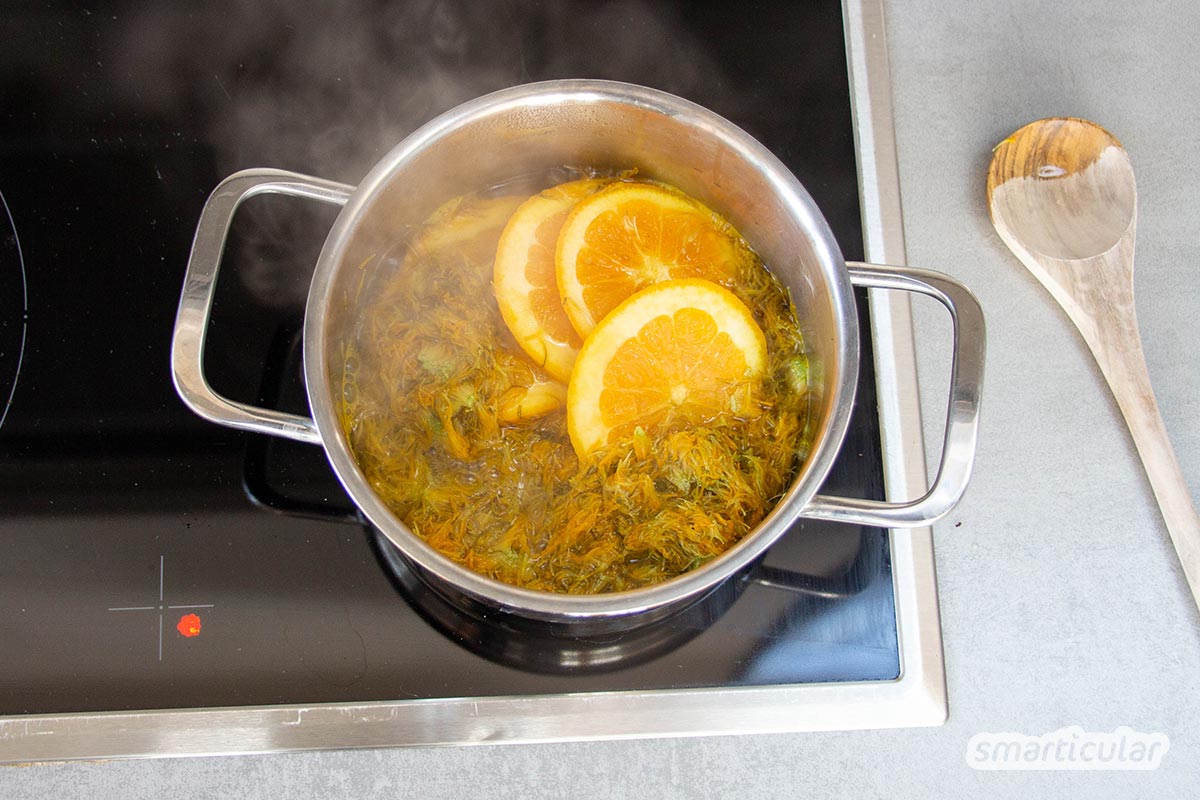 Löwenzahn-Honig lässt sich in vielen Speisen und Getränken als Alternative zu Honig zum Süßen verwenden. Mit diesem Rezept kannst du ihn einfach selber machen.