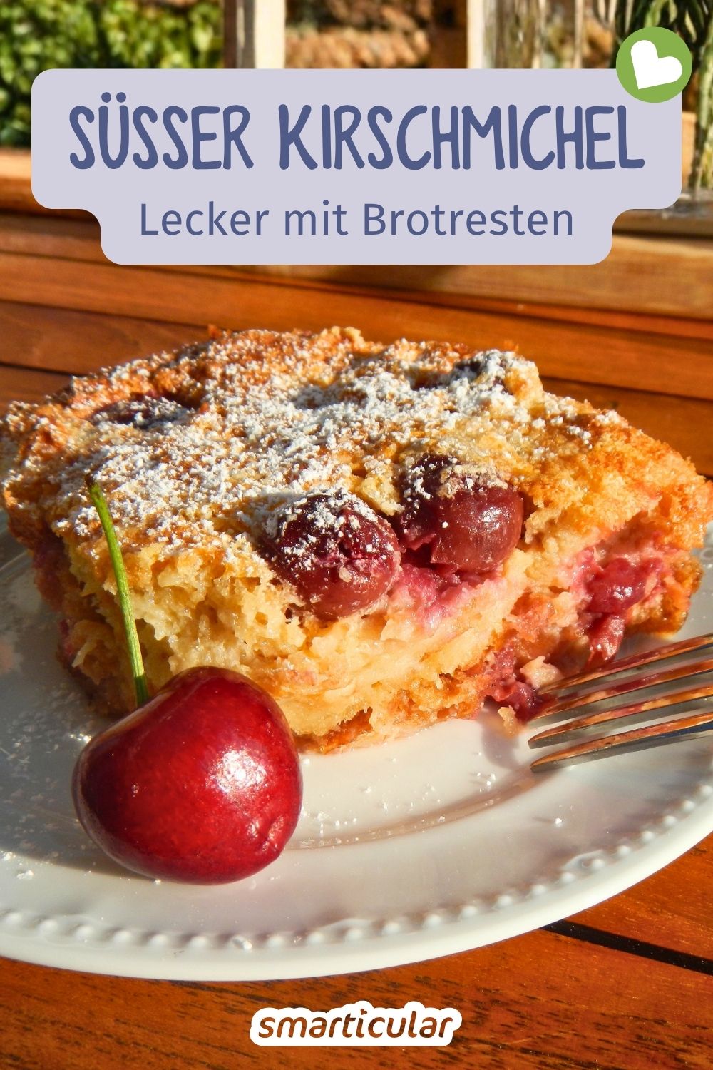 Trockenes Brot übrig? Probier dieses Kirschmichel Rezept! Ein saftiger Obstmichel mit Brot, der Reste lecker verwertet. Jetzt nachbacken!