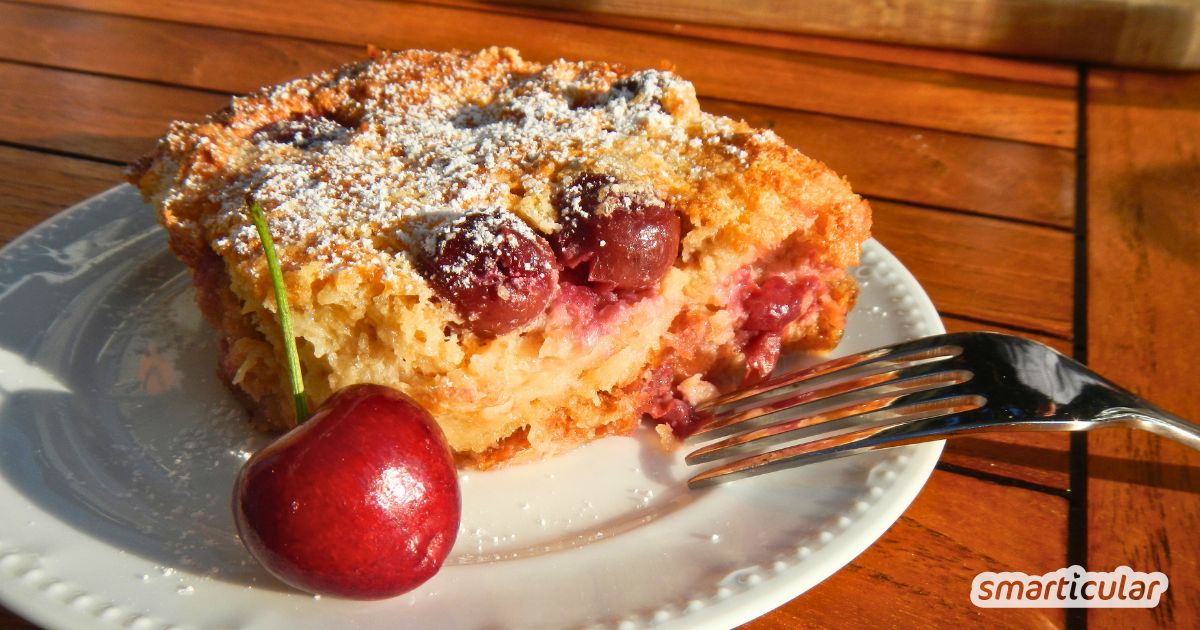 Trockenes Brot übrig? Probier dieses Kirschmichel Rezept! Ein saftiger Obstmichel mit Brot, der Reste lecker verwertet. Jetzt nachbacken!