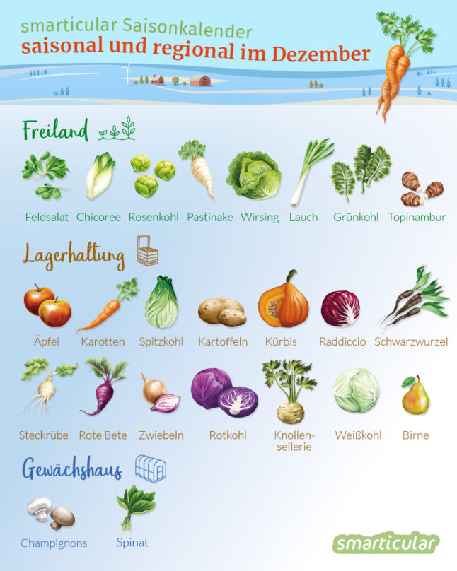 Saisonkalender Dezember - Obst und Gemüse regional und saisonal einkaufen