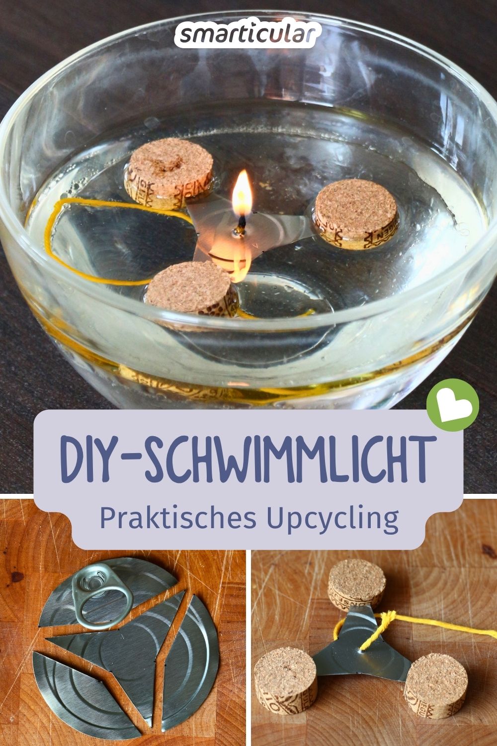 Mit dieser einfachen Bastelanleitung kannst du praktische Schwimmlichter selber machen - schnell einsatzbereit und sparsam mit Pflanzenöl.