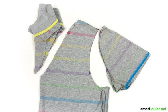 Einfacher kann Upcycling kaum sein! Ganz ohne N&auml;hen machst du aus einem alten Shirt einen schicken Einkaufsbeutel. Hier geht&acute;s zur Anleitung.