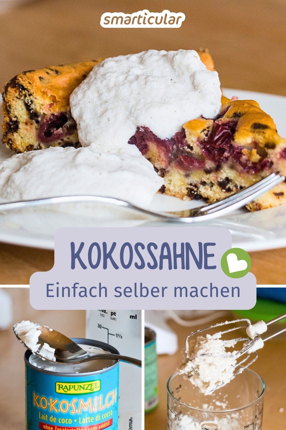 Kokossahne selber machen ist ganz einfach! Erfahre, wie du in wenigen Minuten eine cremige Schlagsahne aus Kokosmilch aufschlagen kannst.