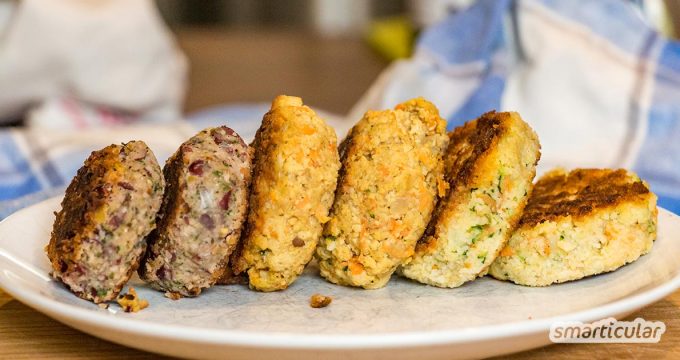Vegetarische Frikadellen, auch Buletten oder Fleischpflanzerl genannt, lassen sich zum Beispiel mit Haferflocken, Kidneybohnen oder Tofu zubereiten - besser als das Original!