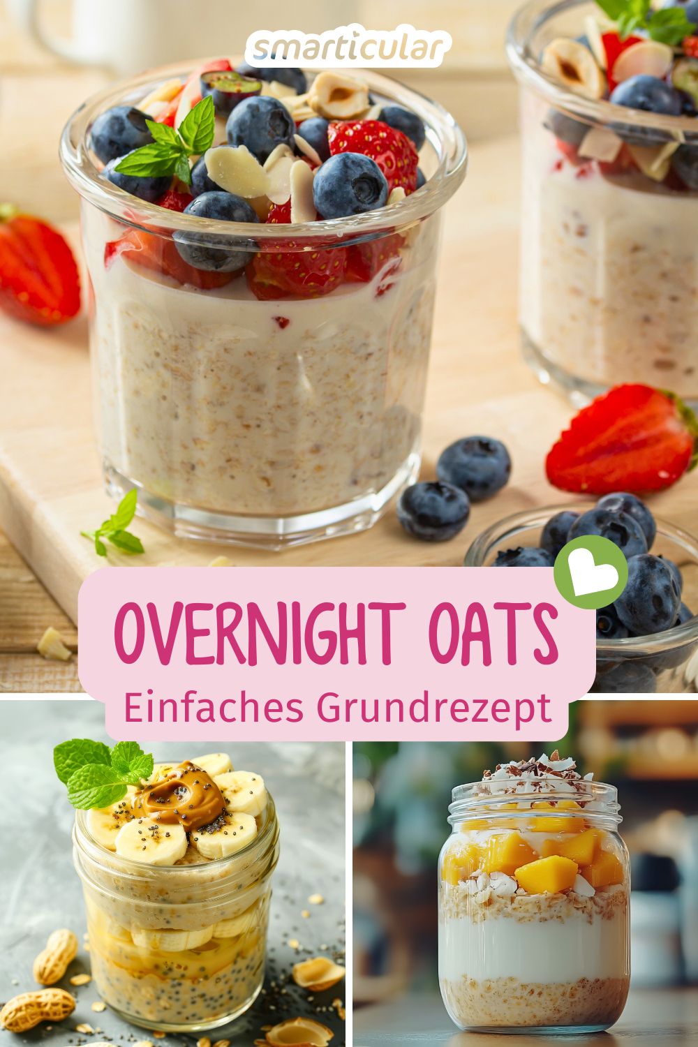Du suchst eine Morgenmahlzeit, die schnell zubereitet und trotzdem gesund ist? Dann probiere Overnight Oats - mit unserem Grundrezept.