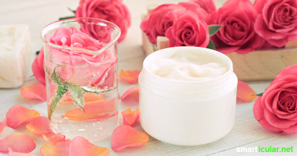 Die Rose erfreut nicht nur mit einem herrlichen Duft, sondern besitzt auch noch heilkräftige Inhaltsstoffe. Du kannst sie dir pur, in einem Tee oder als Hydrolat zunutze machen.