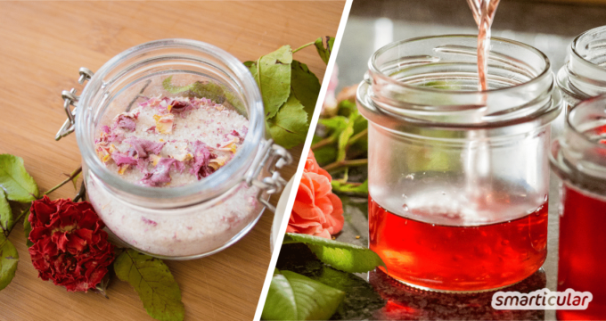 Die Rose fasziniert nicht nur mit Schönheit und Duft, sondern auch als Gelee, Sirup oder Rosenzucker. Lecker, schnell gemacht und viel länger haltbar als die Blüte selbst!