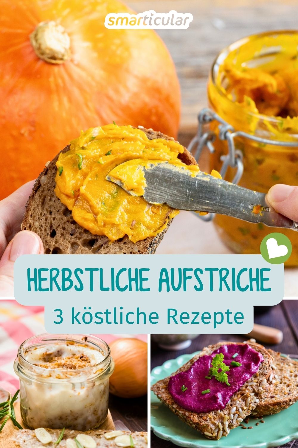 Es muss nicht immer Käsebrot sein. Diese herbstlichen Brotaufstriche bringen Abwechslung auf deine Schnitte - mit typischem Herbstgemüse.