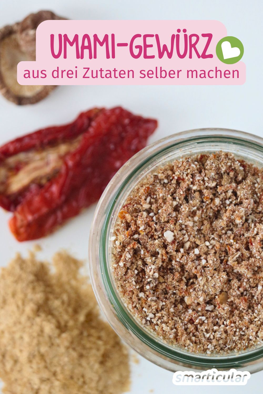 Du brauchst nur drei einfache Zutaten, um ein Umami-Gewürz selber zu machen! Es sorgt für herzhaften Geschmack in pflanzlichen Gerichten.