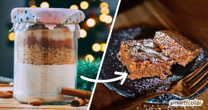 Mit dieser Backmischung für Lebkuchen verschenkst du weihnachtliche Genüsse im Glas - blitzschnell fertig und ein perfektes Mitbringsel.