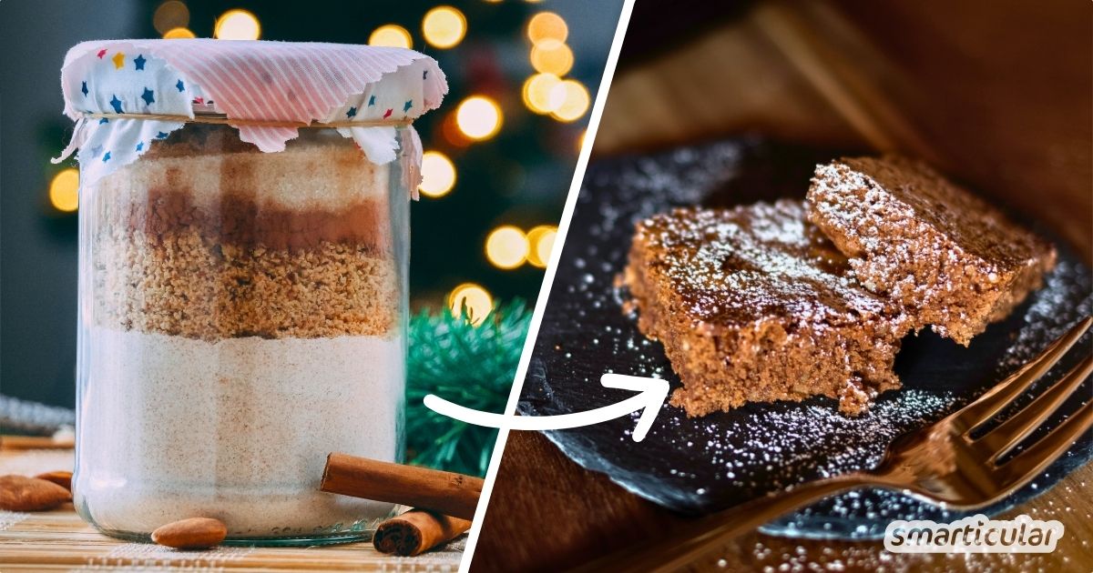Mit dieser Backmischung für Lebkuchen verschenkst du weihnachtliche Genüsse im Glas - blitzschnell fertig und ein perfektes Mitbringsel.
