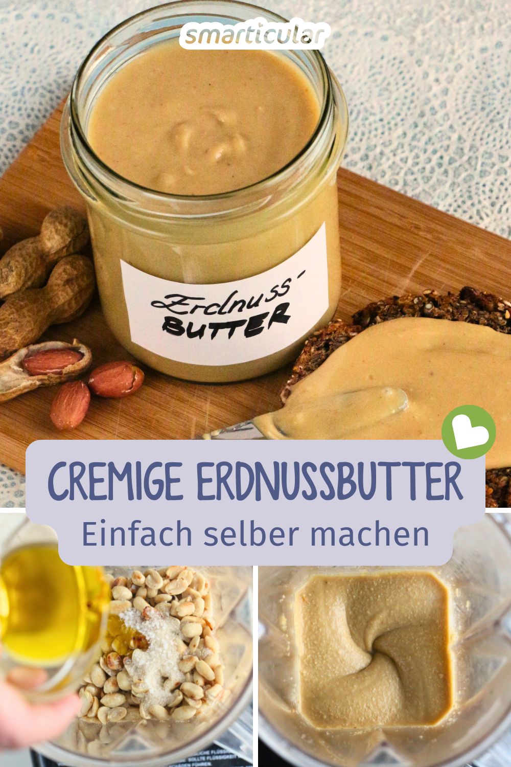 Warum ein Fertigprodukt kaufen, wenn du Erdnussbutter selber machen kannst? Mit diesem einfachen Rezept gelingt der Aufstrich garantiert.