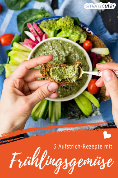Endlich Frühling! Mit diesen leckeren Gemüse-Aufstrichen holst du dir die ersten Sonnenstrahlen auf die Schnitte.