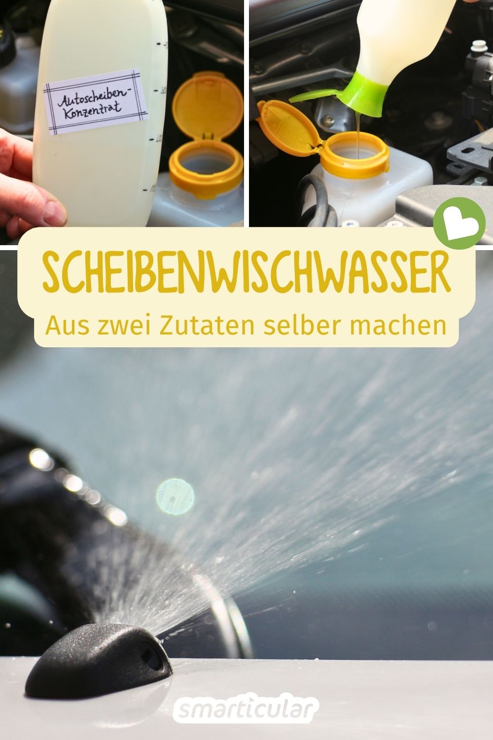 Statt teure Spezialprodukte zu kaufen, kannst du ein effektives Scheibenwischwasser selber machen - kinderleicht und preiswert.