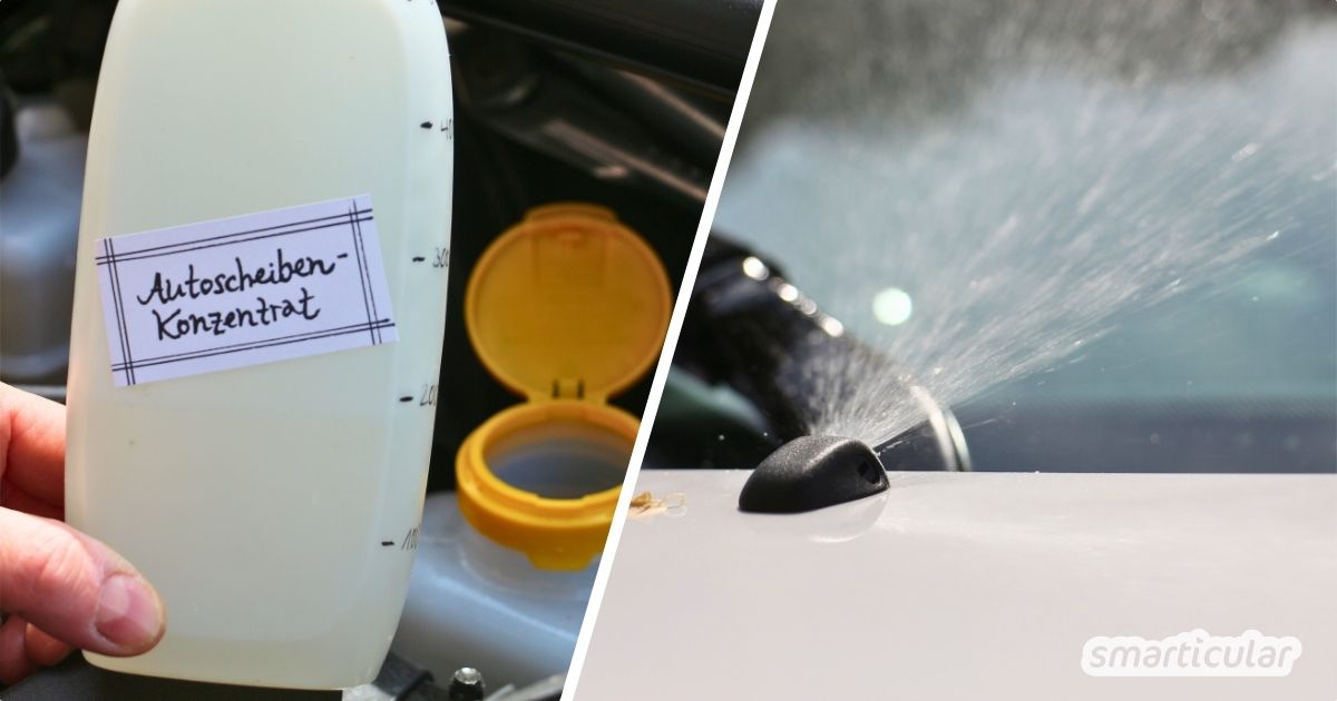 Statt teure Spezialprodukte zu kaufen, kannst du ein effektives Scheibenwischwasser selber machen - kinderleicht und preiswert.