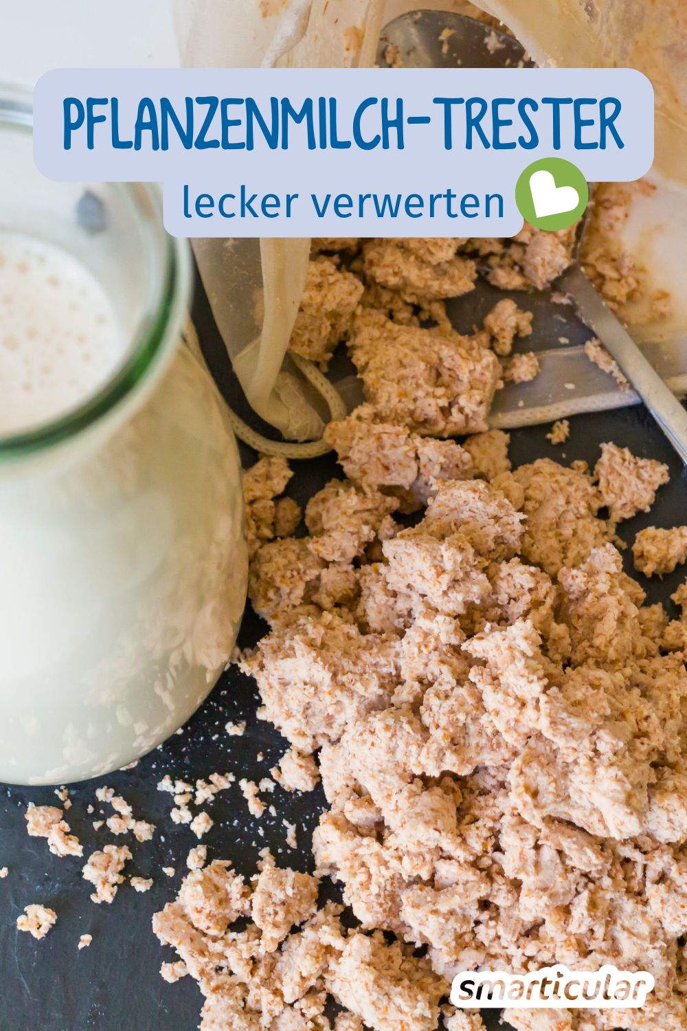 Mit diesen Trester-Rezepten kannst du die Reste verwerten, die bei der Herstellung von Pflanzenmilch übrig bleiben.