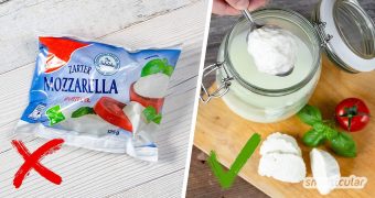 Statt Mozzarella einzeln in Plastiktüten zu kaufen, kannst du ihn auch selber machen - ohne Verpackungsmüll und viel einfacher, als du vielleicht denkst!