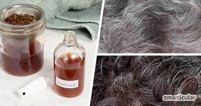 Vergiss chemische Haartönungen: Grau werdende Haare können ganz einfach mit pflanzlichen Bestandteilen getönt werden, um einen frischen, natürlichen Look zu erhalten.