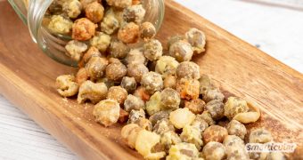 Fertige Snacks sind dir zu ungesund und hinterlassen dir zu viel Verpackungsmüll? Mit diesem Erbsen-Snack knabberst du lecker, gesund und umweltfreundlich.