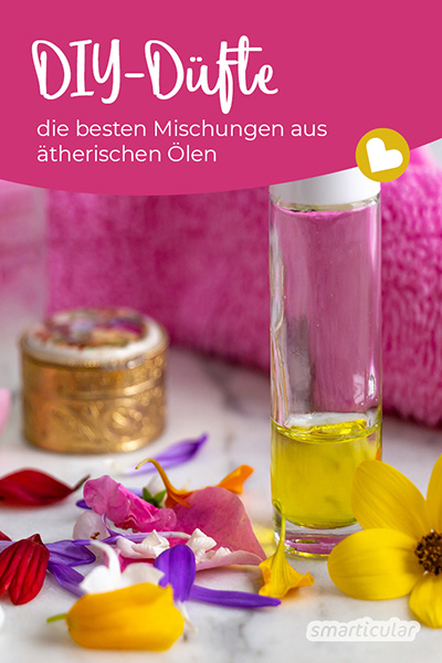 Um Waschmittel, Seife und Massageöl natürlich zu beduften oder ein individuelles Parfum herzustellen, kannst du Duftmischungen aus ätherischen Ölen selbst herstellen.