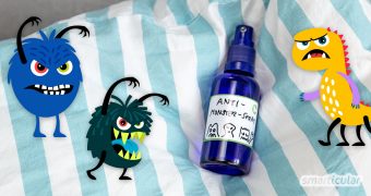 Mit einem selbst gemachten Anti-Monster-Spray lassen sich schlafraubende Geister und andere kleine Monster blitzschnell aus dem Kinderzimmer vertreiben.