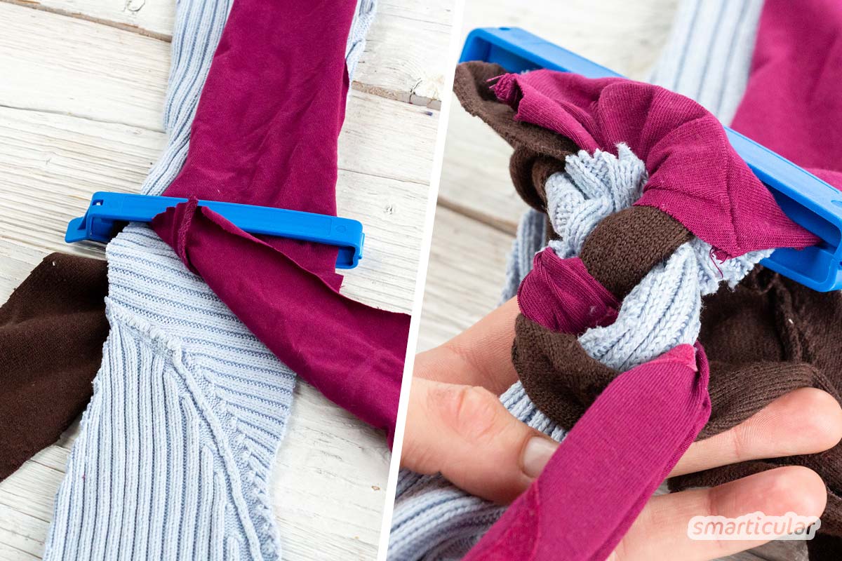 Ein prima Hundespielzeug (Zerrspielzeug) kannst du einfach selber machen, indem du alte Sweatshirts, Bettbezüge oder ähnliche Textilien upcycelst!