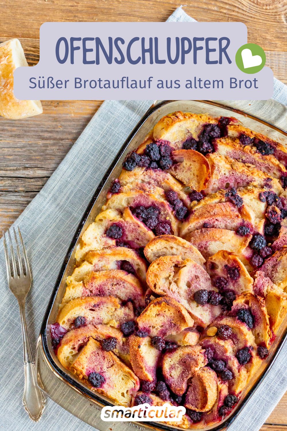 Aus Brotresten lässt sich ein leckerer Ofenschlupfer zubereiten. Mit seinen vielen Variationsmöglichkeiten schmeckt er auch Kindern.