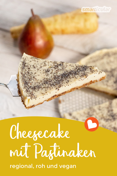 Fünf Portionen Obst und Gemüse am Tag … Wenn das mal immer so einfach wäre wie mit diesem süß-köstlichen Dessert: Cheesecake mit Pastinaken!