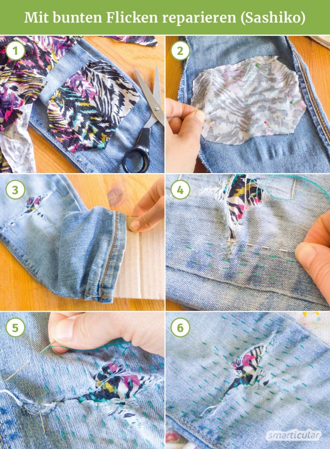 Löcher Im Shirt Vorne Am Bauch Reparieren Löcher stopfen in schön: Kleidung reparieren mit der Sashiko-Technik