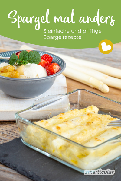 Spargel lässt sich auch mal anders genießen, statt ihn klassisch zuzubereiten - einfach und originell überbacken, mariniert oder in einem leicht süßen Dessert.
