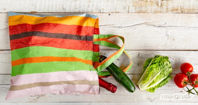 Mit einer selbst genähten Einkaufstasche kannst du Stoffreste upcyceln und auf unnötige Plastiktüten für deine Einkäufe verzichten.