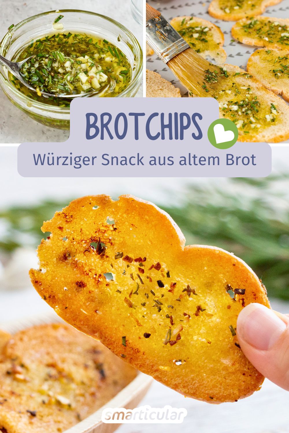 Brotchips selber zu machen, gelingt dank individueller Zutaten ganz nach eigenem Geschmack und Vorlieben - als Snack oder Beilage.