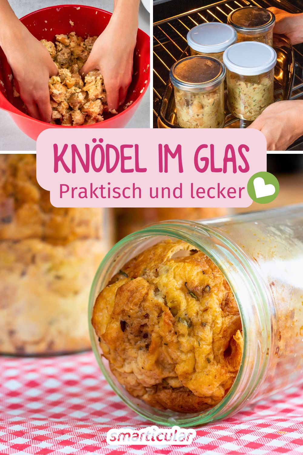Knödel im Glas lassen sich einfach selber machen aus Brotresten. So leicht entsteht aus altbackenem Brot ein Vorrat köstlicher Semmelknödel!