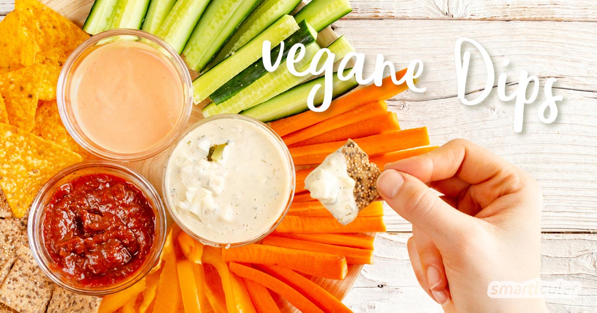 Köstliche Dips für Gemüse oder Cracker dürfen auf keiner Party fehlen! Hier gibt’s die besten und schnellsten Rezepte für vegane Dips.