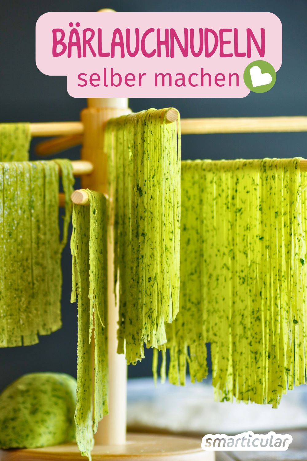 Der gesunde Bärlauch lässt sich in Form selbst gemachter grüner Bärlauchnudeln für das ganze Jahr konservieren.