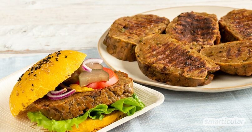 Rezept f&uuml;r Seitan-Burger mit Erbsen und Roter Bete
