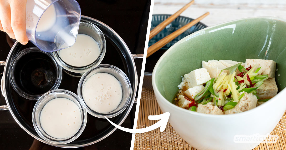 Aus nur zwei Zutaten lässt sich leicht cremiger Seidentofu selber machen - für vegane Cremes und Desserts. Mit diesem Rezept erfährst du, wie es geht!
