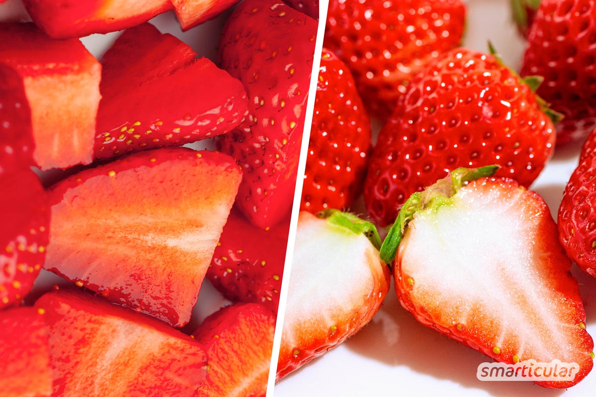Erdbeeren haltbar zu machen, ist etwas schwierig, da sie beim Einmachen oder Einfrieren oft Form und Farbe verlieren. Wir zeigen, wie’s am besten geht.