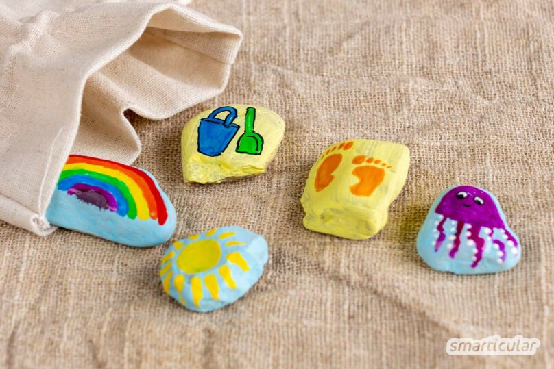 Kleine Kunstwerke, schöne Geschenke und lustige Spiele… All das ist möglich mit ein paar Steinen und den passenden Farben. So gelingt das Steine-Bemalen!