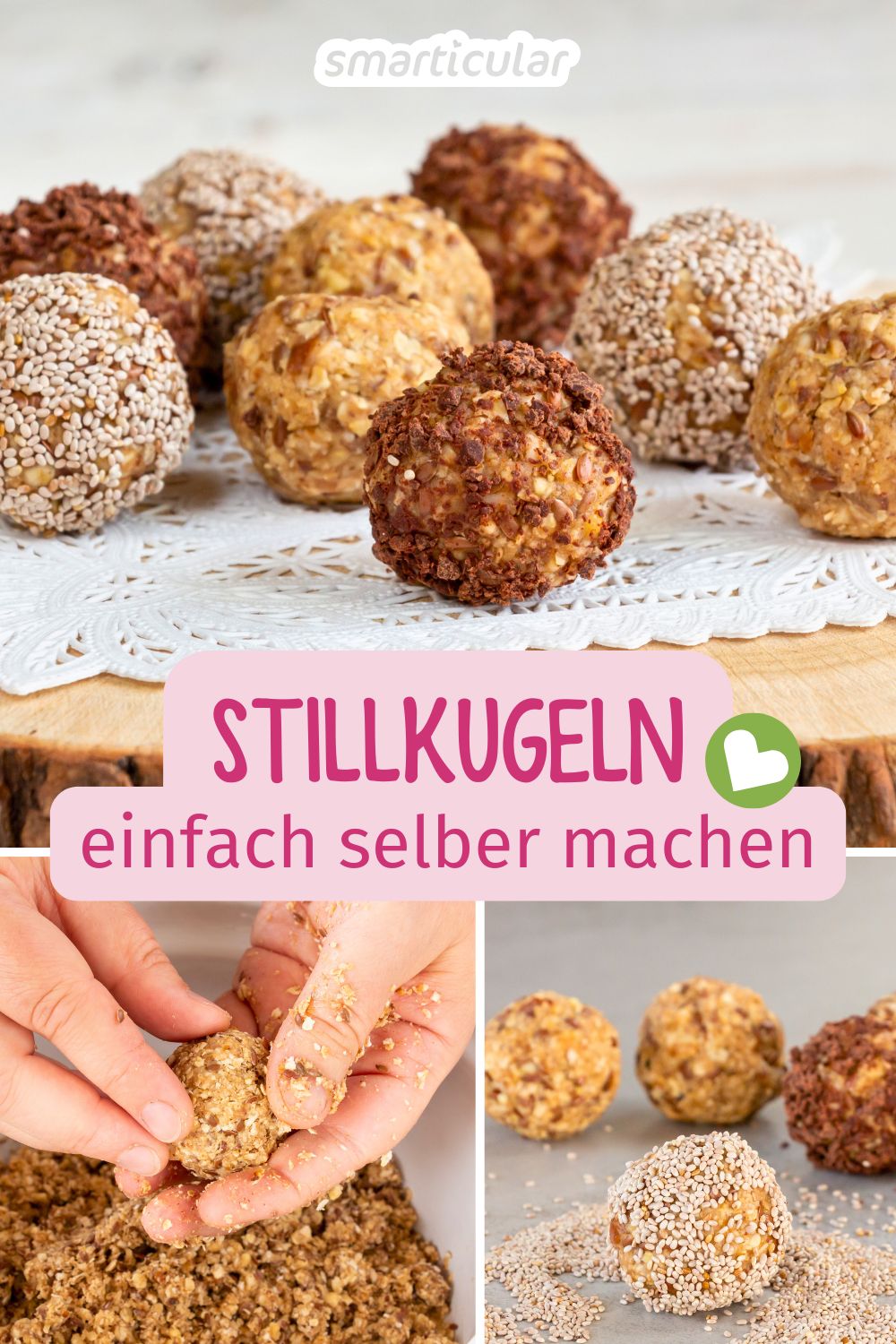 Selbst gemachte Stillkugeln sorgen für gesunde Energie in der Babyzeit und unterstützen die Milchbildung - für dich oder als Geschenk.