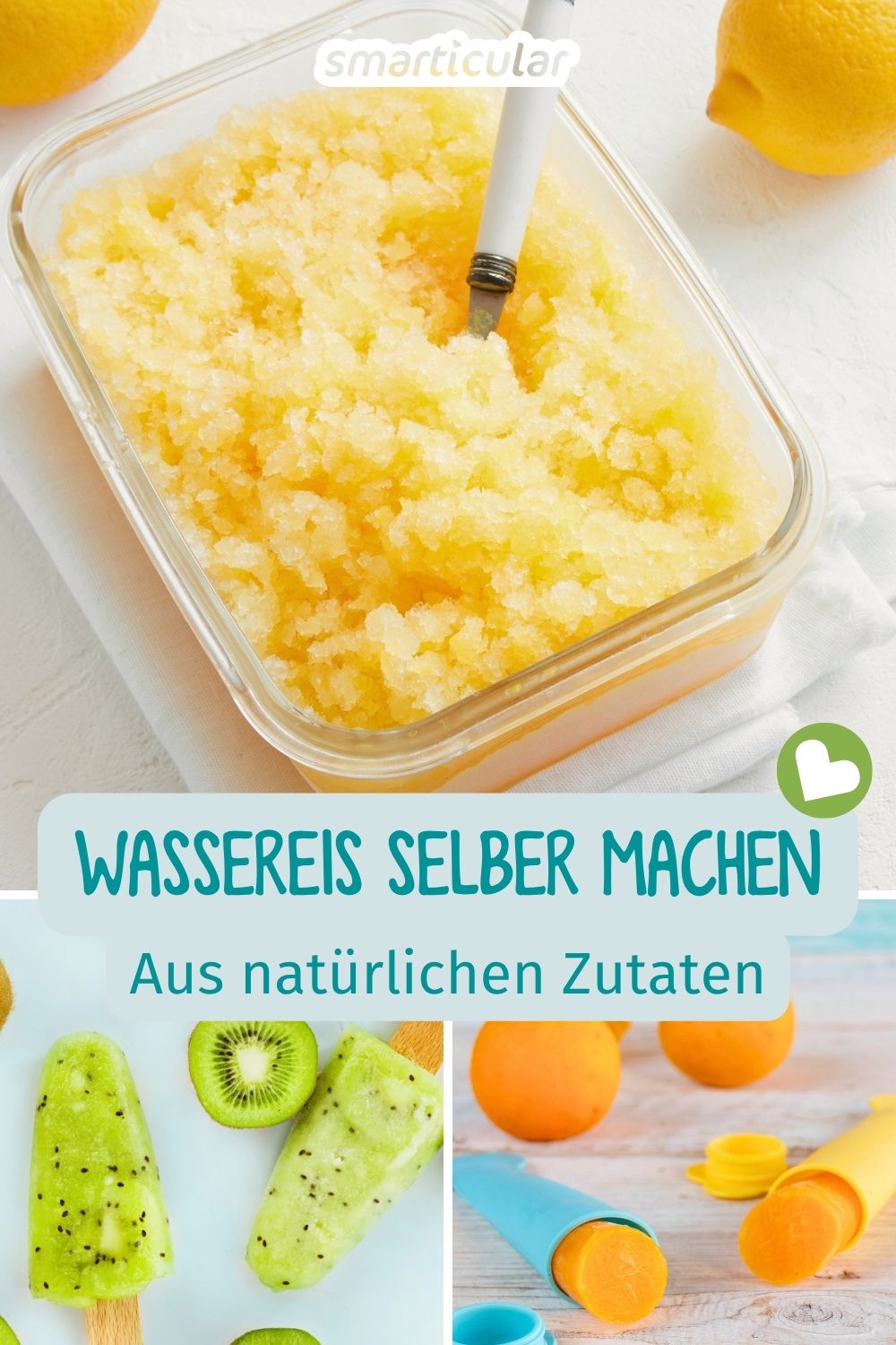 Wassereis selber zu machen aus Saft oder Fruchtpüree, ist viel besser als abgepacktes Eis mit viel Zucker, künstlichen Farbstoffen und Aromen.