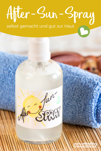 Im Sommer tankt die Haut gern mal mehr Sonne als sonst. Dieses selbst gemachte After-Sun-Spray kühlt und beruhigt die Haut auf wohltuende Art und Weise.