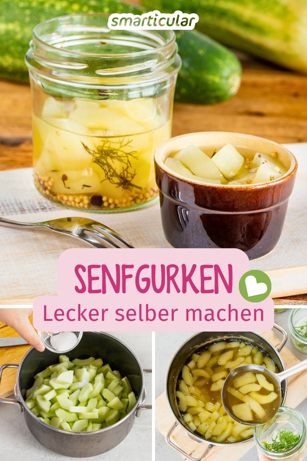 Senfgurken werden wie Essiggurken eingelegt, nur mit einer anderen Gurkensorte. Mit diesem Senfgurken-Rezept gelingen die köstlichen Happen.