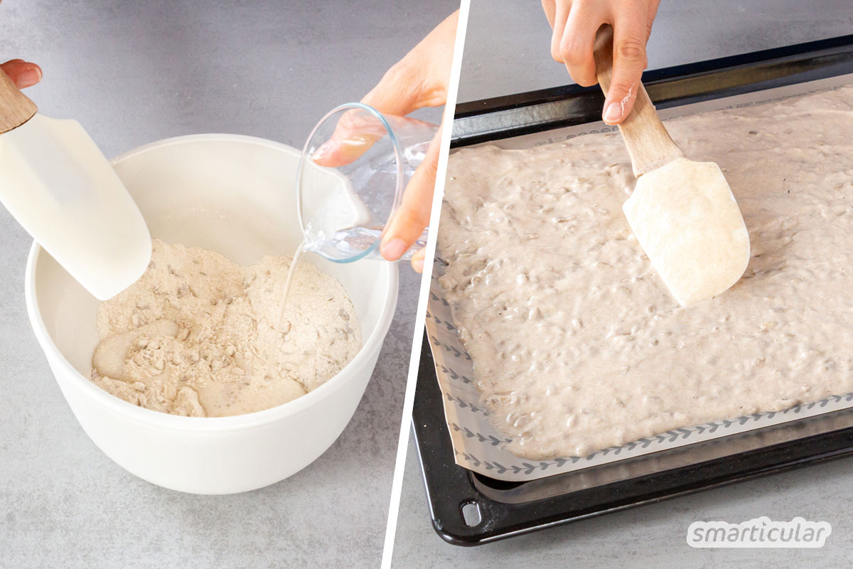Glutenfreies Knäckebrot herzustellen, muss gar nicht kompliziert sein! Mit diesem Rezept für Rosmarin-Salz-Cracker mit Buchweizen gelingt es ganz leicht.