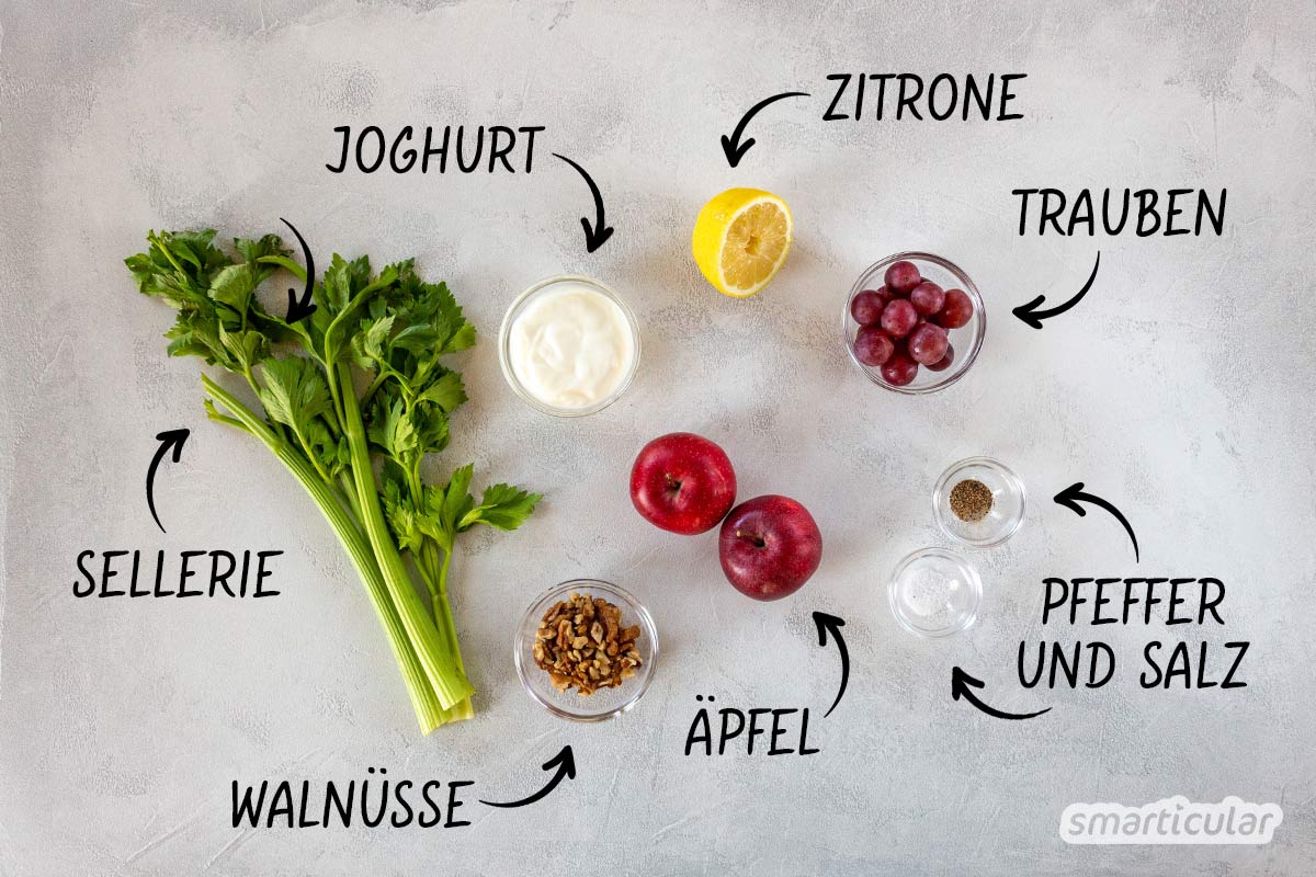 Waldorfsalat ist ein Rezeptklassiker mit herbstlichen Zutaten und eignet sich deshalb perfekt als köstlicher Vitalstoff-Lieferant für die saisonale Küche.