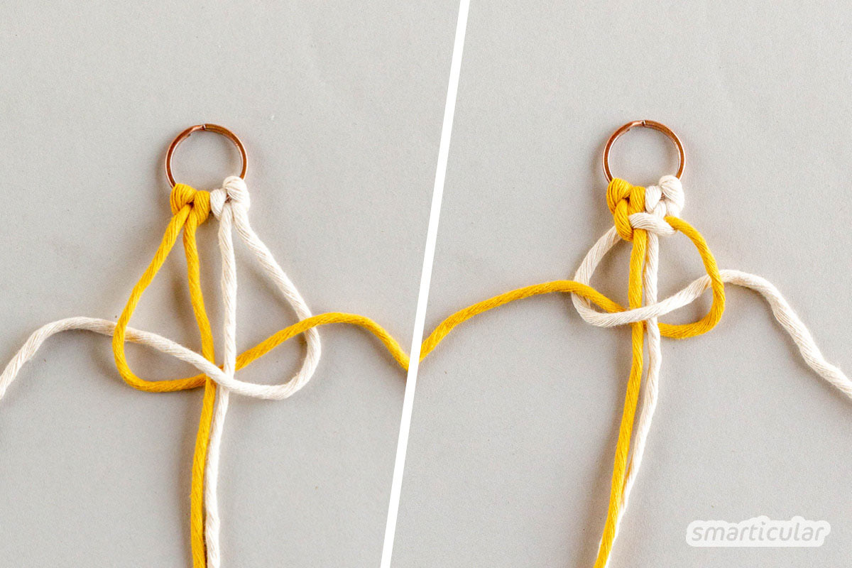 Makramee-Knoten werden aus rein natürlichen Materialien geknüpft. Die wichtigsten Knoten lernst du hier in dieser einfachen Makramee-Anleitung für Anfänger!