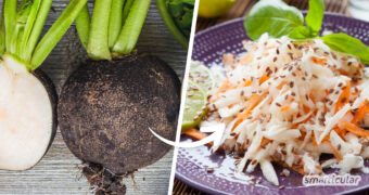Schwarzer-Rettich-Salat bringt rohköstliche Abwechslung in die Herbst- und Winterküche. Dieses Rettichsalat-Rezept lässt sich scharf oder auch mild zubereiten.