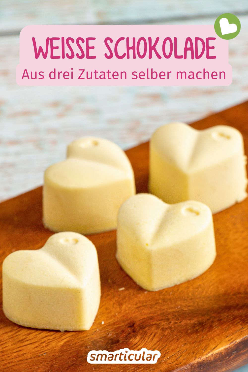 Weiße Schokolade selber machen: Geht ganz einfach mit diesem Rezept aus drei Zutaten - für weniger Zucker und Variationen nach Geschmack.